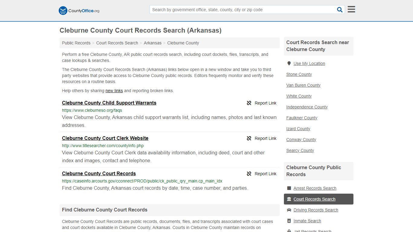 Cleburne County Court Records Search (Arkansas) - County Office