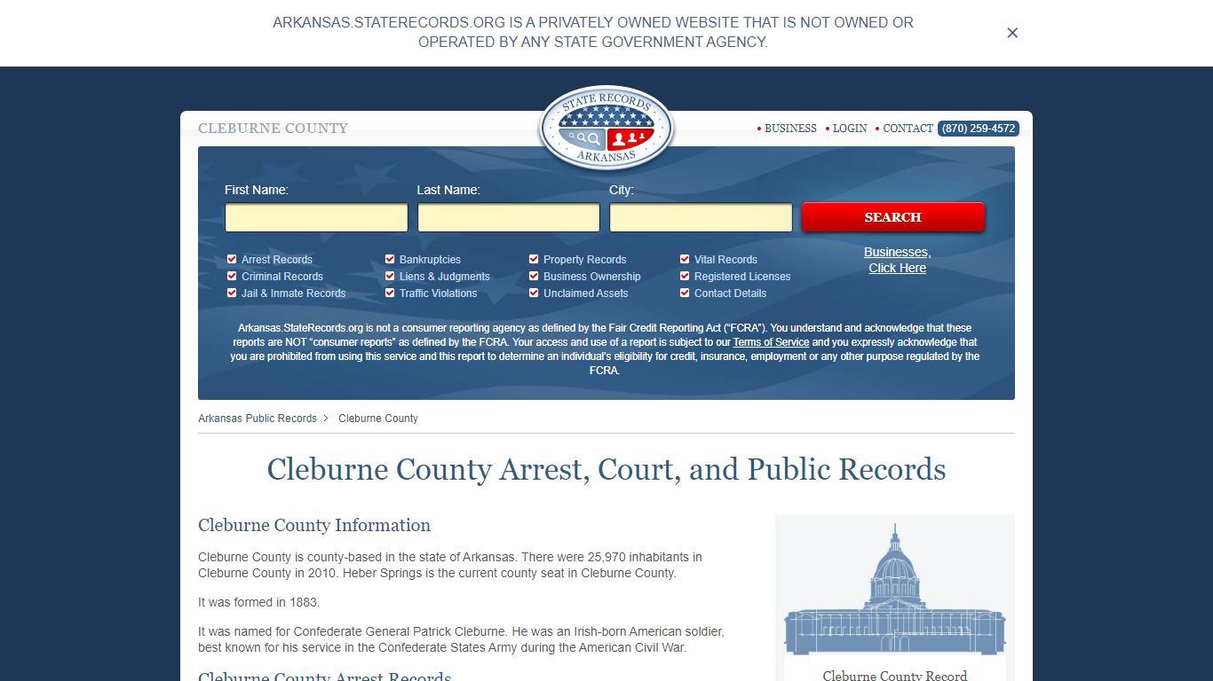 Cleburne County Arrest, Court, and Public Records